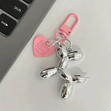 Heart Balloon Dog Key Chain- Silver