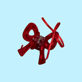 Bow Hair Claw With Ribbon- Red