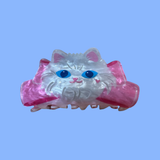 White Cat Pink Hair Claw