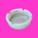 Glow in the Dark Confetti Silicone Ashtray- Clear