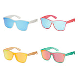 Wrap Mirror Color Lens Sunglasses