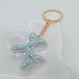 Heart Balloon Dog Key Chain- iridescent blue