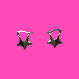 Star Huggie Earrings- Silver