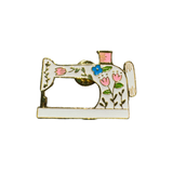 Vintage Sewing Machine Enamal Pin - White