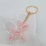 Heart Balloon Dog Key Chain- iridescent Pink