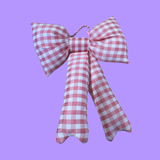 Pink  Gingham Bow  Bag Charm