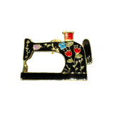 Vintage Sewing Machine Enamal Pin - Black