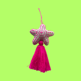 Pink and White Star Pompom Tassels