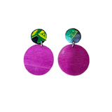 Sk8 Around Stud Earrings- Green and Pink