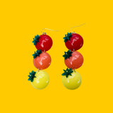 Triple Drop Multi Color Tomato Earrings