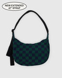 Baggu Medium Nylon Crescent Bag- Navy Green Check