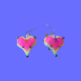 Beaded Indigenous Pink Puffy Heart Hand Made  Earrings