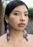 Beaded Indigenous  Hand Made  Earrings-  Purple