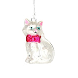 Vintage Cat with Bow Glass Ornament